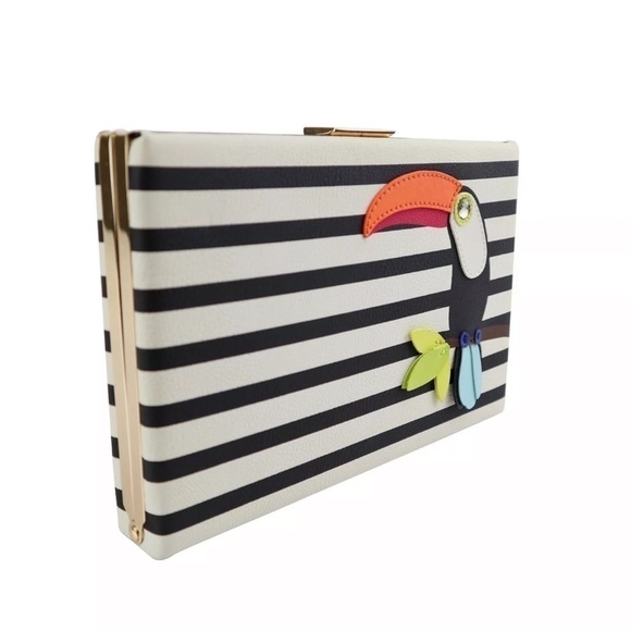 Kate Spade Toucan Parrot Novelty Striped Clutch Bag - Picture 7 of 12